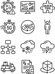 Fototapeta premium Technology, Business, and Science Line Icon Set