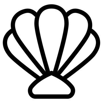 Beach Sand Seashell Clam Line Icon