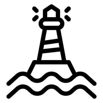 Coastal Navigation Lighthouse Building Line Icon
