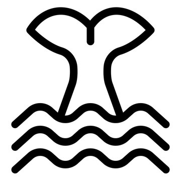 Ocean Whale Tail Diving Line Icon