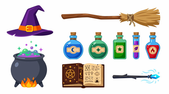 Colorful cartoon character with accessories and tools illustration.