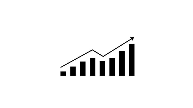 Motion animated footage. Statistics bars columns growth, arrow up. Finance, Bar graph going up, Profit concept, positive business graph animation 4k video