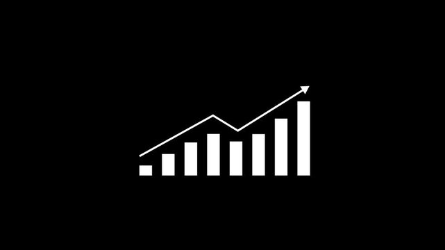Motion animated footage. Statistics bars columns growth, arrow up. Finance, Bar graph going up, Profit concept, positive business graph animation 4k video
