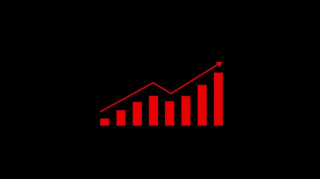 Motion animated footage. Statistics bars columns growth, arrow up. Finance, Bar graph going up, Profit concept, positive business graph animation 4k video