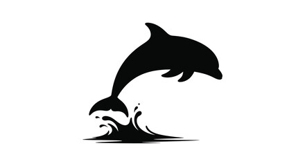 Fototapeta premium Leaping Dolphin Silhouette Against A White Background A Minimalist Design marine