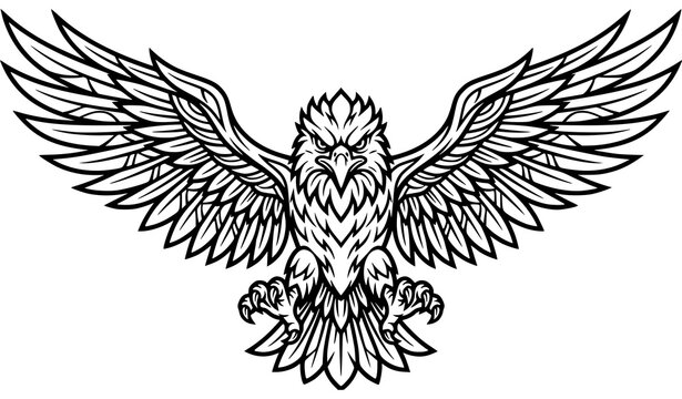 Stylized Eagle Sign Outline Vector Logo Illustration