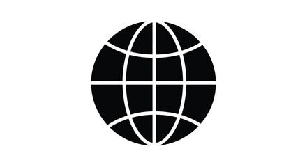 Obraz premium Black globe with grid lines against a white background a simple silhouette
