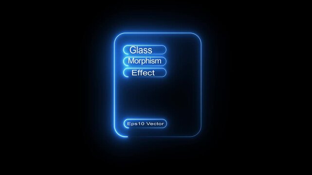 Glowing Neon Glass morphism Card Interface with Modern Rounded Buttons, Futuristic Dashboard Frame on Black Background 4K Animation