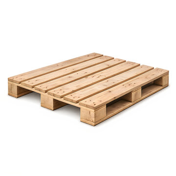 A single empty wooden shipping pallet for industrial logistics and warehouse storage isolated on transparent background