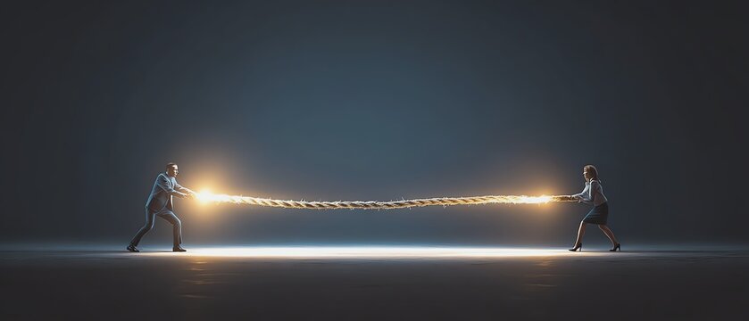 Two people pulling energy from opposite ends.