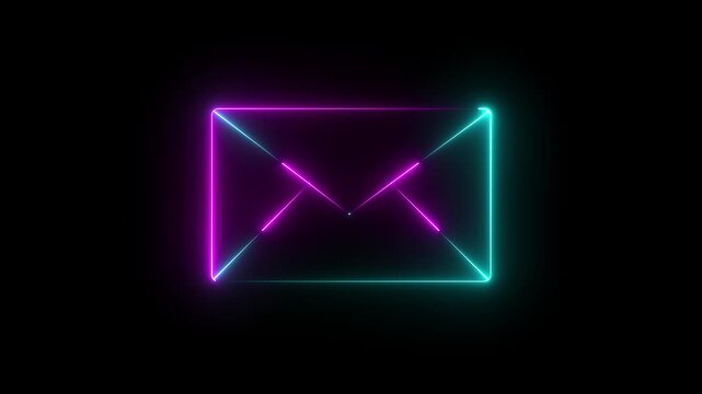 glowing neon mail envelope icon animated Message box animation icon conversation notice receive massage animated sign symbol animation 4k video