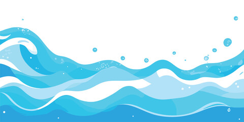 Abstract blue and green water wave splash background vector illustration. Vibrant cartoon ocean wave vector with splash and foam on white background, water wave, kids themes, and digital art. © MD AL AMIN