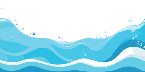 Abstract blue and green water wave splash background vector illustration. Vibrant cartoon ocean wave vector with splash and foam on white background, water wave, kids themes, and digital art. © MD AL AMIN