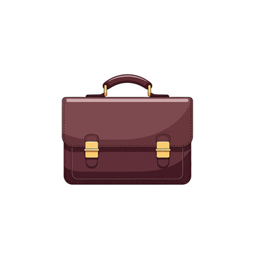 Classic Brown Leather Briefcase Illustration Isolated on White