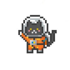 Obraz premium ドット絵の宇宙飛行士な猫
