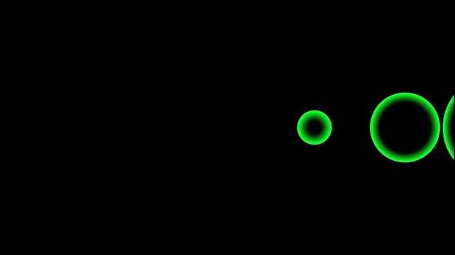 Glowing green Circles Expanding and Pulsing Abstract Signal Motion Graphic Animation Sphere with Expanding Concentric Rings Signal Wave Concept on Black Background