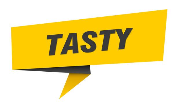 tasty banner. tasty&nbsp;speech bubble, label, sticker, sign template
