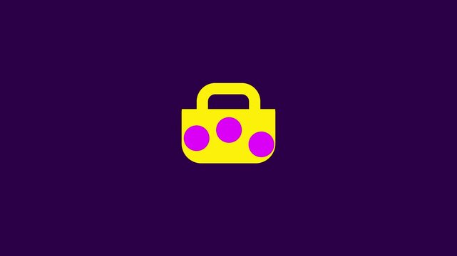 Yellow Safe Box Opening with Magenta User Profile Icon Motion Graphic Animation