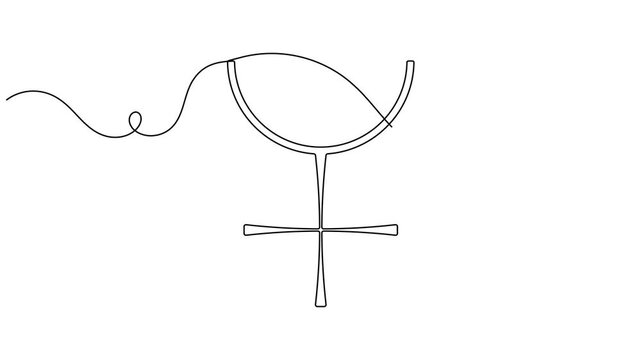 Continuous one line animating a Ceres symbol planet asteroid astronomy icon sign minimalist single art astrology horoscope video intros educational projects motion graphic moving on white background