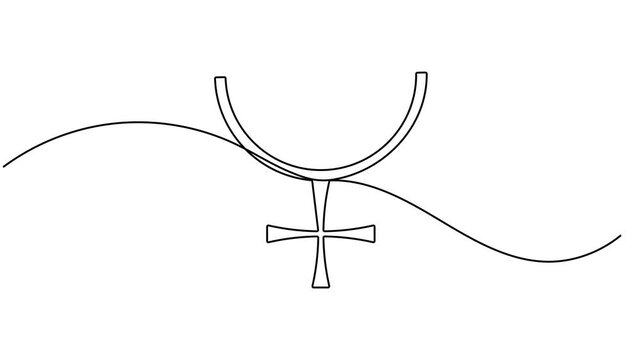 Continuous one line animating a Ceres symbol planet asteroid astronomy icon sign minimalist single art astrology horoscope video intros educational projects motion graphic moving on white background