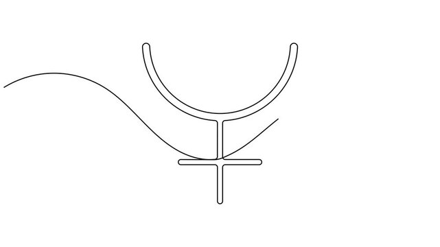 Continuous one line animating a Ceres symbol planet asteroid astronomy icon sign minimalist single art astrology horoscope video intros educational projects motion graphic moving on white background