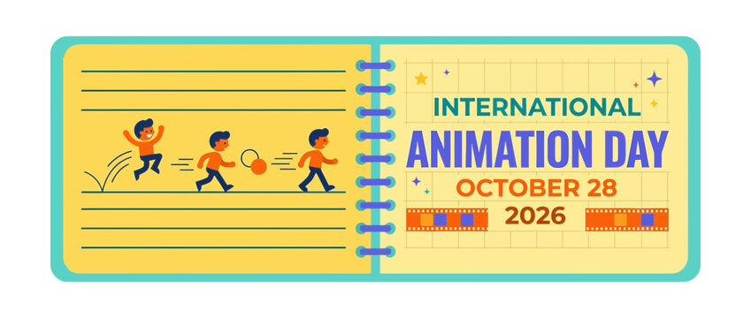 Creative Animation Celebration Illustration with Character Motion Sequence