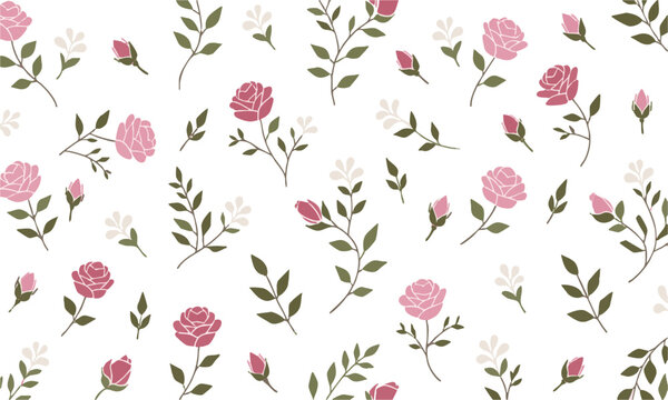 Decorative Vintage Floral Wallpaper.