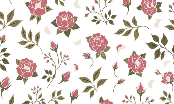 Minimal Vintage Rose Floral Background.