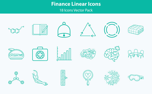 Psychology and wellness therapy linear icons featuring mental health symbols and exercises