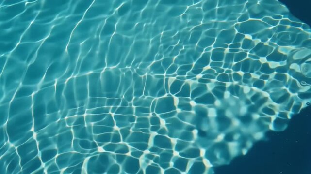 Hypnotic luminous azure water's intricate caustics shimmer dynamically overhead.