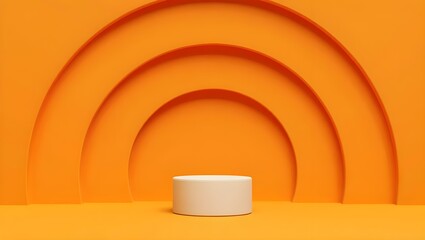 Naklejka premium Orange concentric arches with a white podium