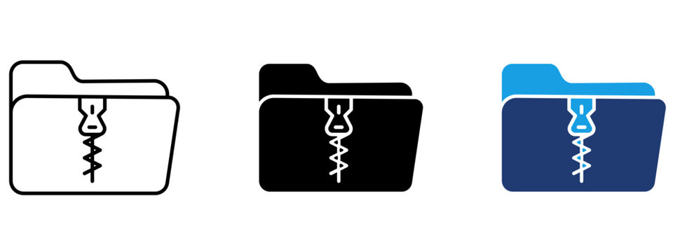 Zip File Compression Stroke icon collection. Containing Compressed Folder, Archive Zip, Data Packing, File Extractor and Zip Directory icons.