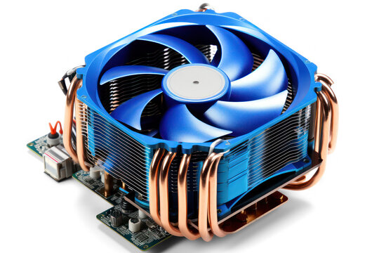 processor air cooler with cooling fan isolated on transparent background, png file