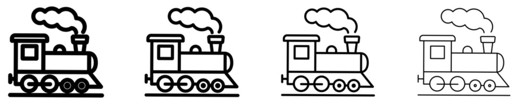 Steam train line icon for transport and travel application