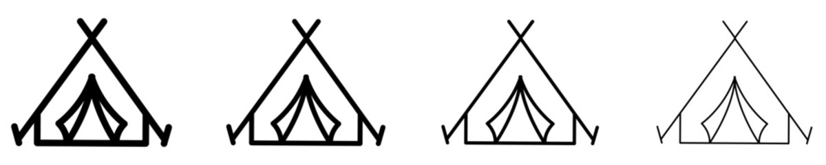 Camping tent line icon for outdoor adventure © chekman