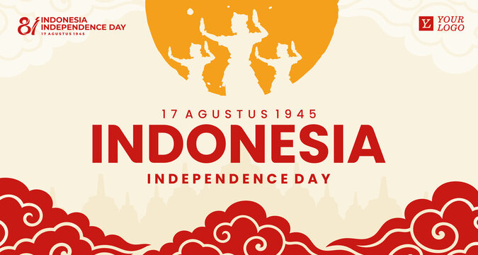 Indonesia Independence Day Banner with Traditional Indonesian Ornament, 17 August National Celebration Background, Cultural Festival Vector Template
