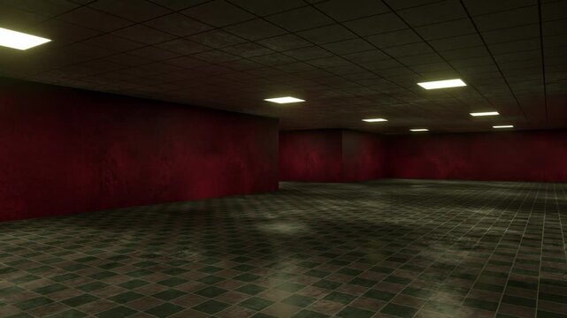 Two scary mystical monster eyes in a horror dark corridor