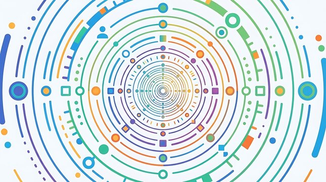 Colorful abstract concentric circle data visualization pattern
