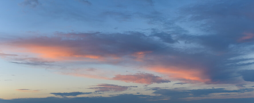 Panoramic Sunrise Sky with Vibrant Pink Cloud for Sky Replacement