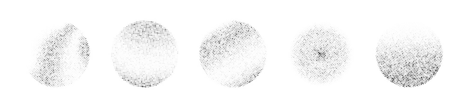 Set of abstract halftone dotted circles