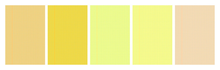 Set of yellow legal pad pages with lined or grid designs © dniprodd