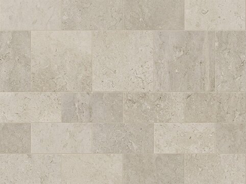Seamless texture of light beige limestone tiles with natural stone pattern, high quality stone wall background for architectural design and 3d rendering