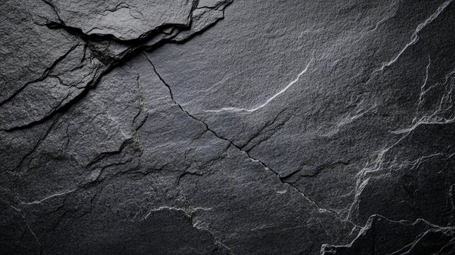 Close-up image of cracked dark slate rock surface with natural texture and visible lines.