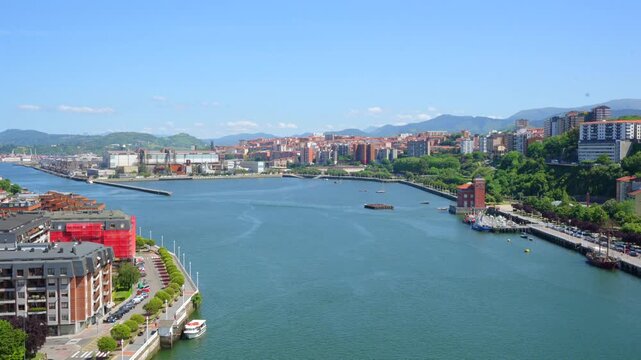 Bilbao cityscape with nervion river view