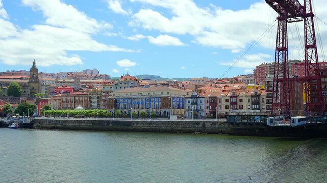 Vizcaya bridge transporter gondola crossing nervion river