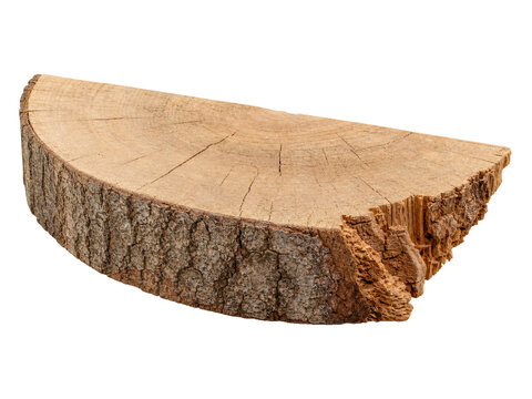 Split half-round stump platform with natural cracks