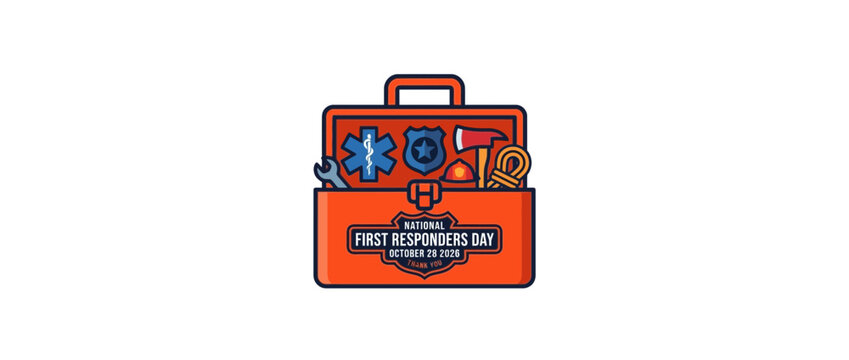 Emergency service appreciation illustration with toolbox and rescue equipment icons