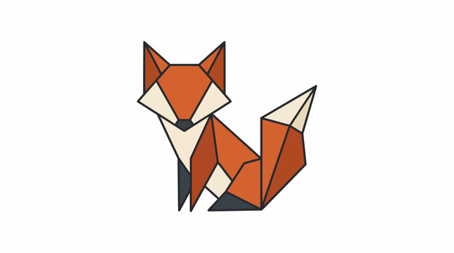 Minimalist geometric origami fox illustration in vector style.
