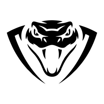 Black and white snake head logo