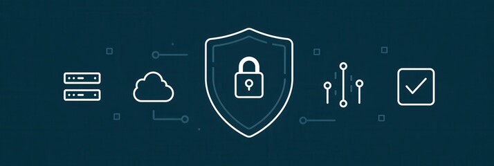 Naklejka premium server links threat risk shield enterprise cybersecurity and business through conversion driven insight